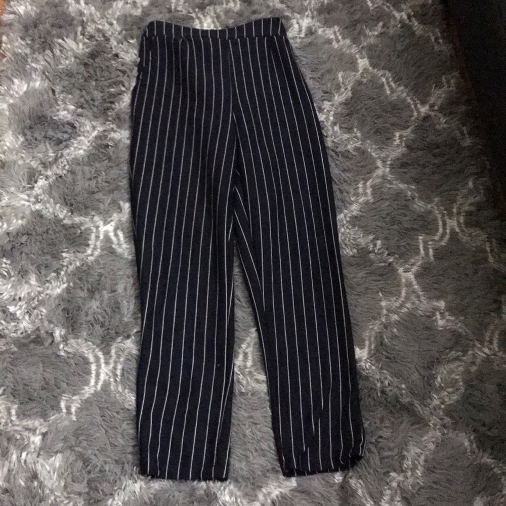 NAVY PINSTRIPE PANTS